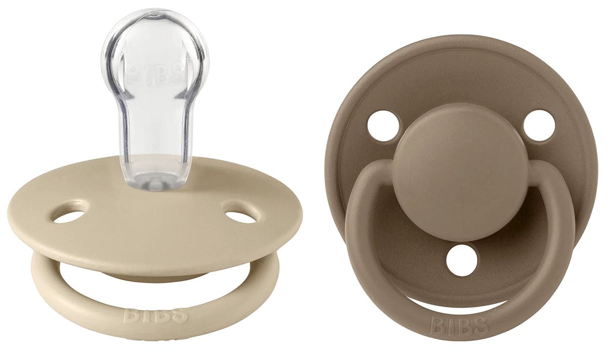 BIBS De Lux Silicone Pacifier, 2 Pack - Vanilla/Dark Oak - One Size (0-3 years) - 150210