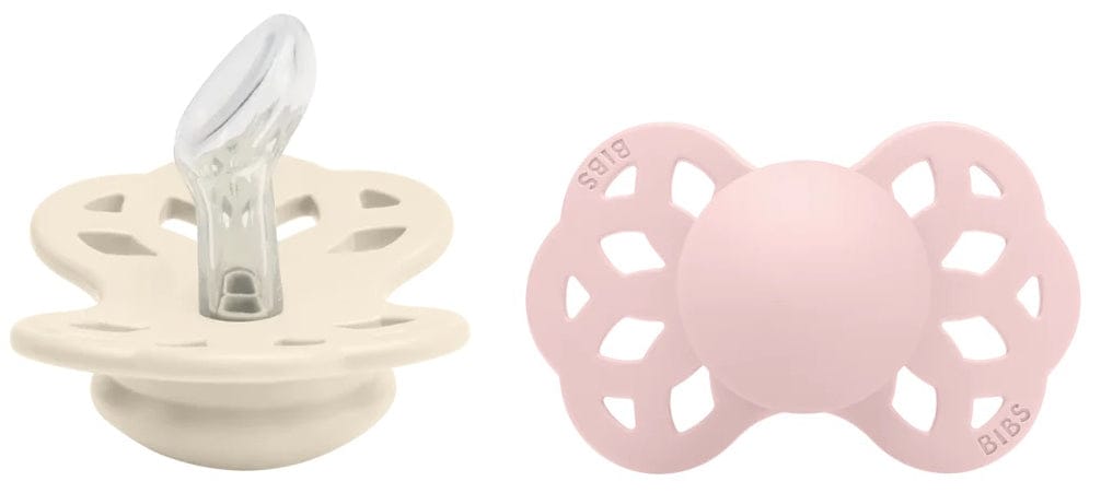 BIBS Infinity Silicone Anatomical Pacifier, 2 Pack - Ivory/Blush - Size 1 (0-6 m) - 165107
