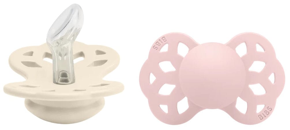 BIBS Infinity Silicone Anatomical Pacifier, 2 Pack - Ivory/Blush - Size 2 (6+ m) - 175107
