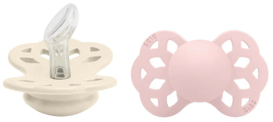 BIBS Infinity Silicone Anatomical Pacifier, 2 Pack - Ivory/Blush - Size 2 (6+ m) - 175107