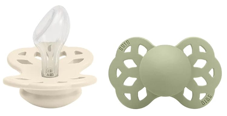 BIBS Infinity Silicone Anatomical Pacifier, 2 Pack - Ivory/Sage - Size 1 (0-6 m) - 165102
