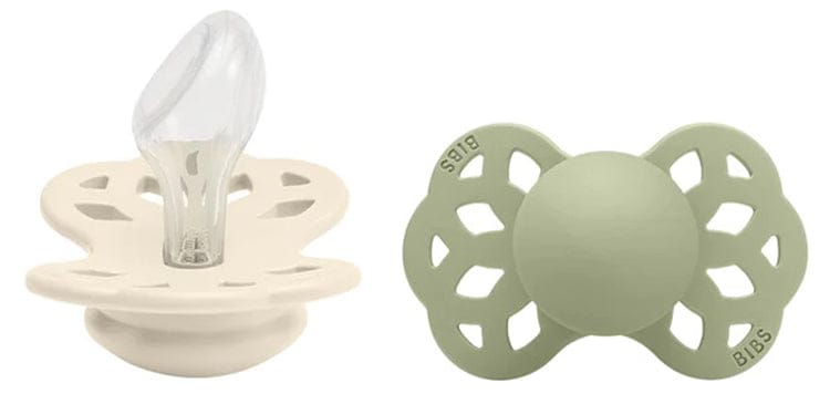BIBS Infinity Silicone Anatomical Pacifier, 2 Pack - Ivory/Sage - Size 2 (6+ m) - 175102