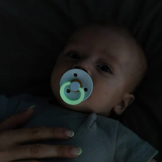 BIBS Original Colour Glow Pacifier, 2 Pack - Blush Glow/Woodchuck Glow - Size 1 (0+ m) - 110454