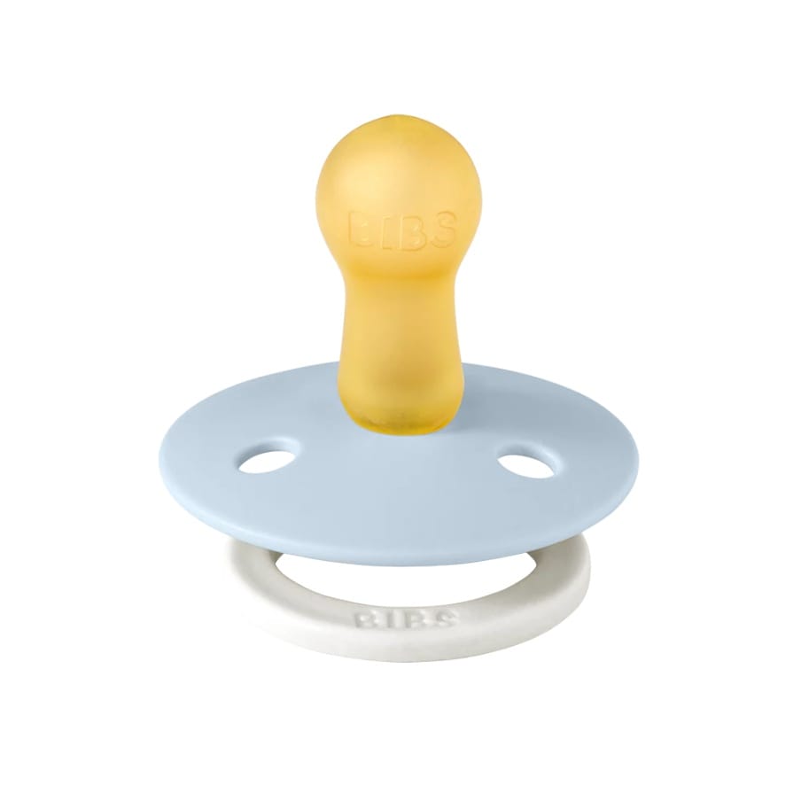 BIBS Original Colour Glow Pacifier, 2 Pack - Iron Glow/Baby Blue Glow - Size 3 (18+ m) - 130369