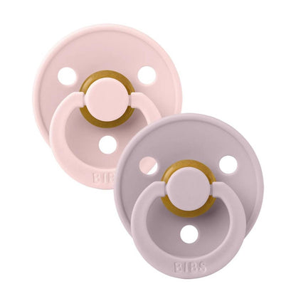 BIBS Original Colour Pacifier, 2 Pack - Blossom/Dusky Lilac - Size 1 (0+ m) - 110416