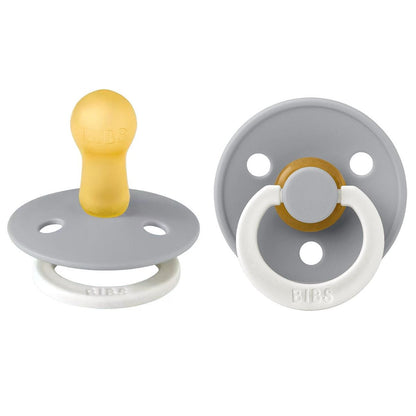 BIBS Original Colour Pacifier, 2 Pack - Cloud GLOW, Round - Size 3 (18+ m) - 130356