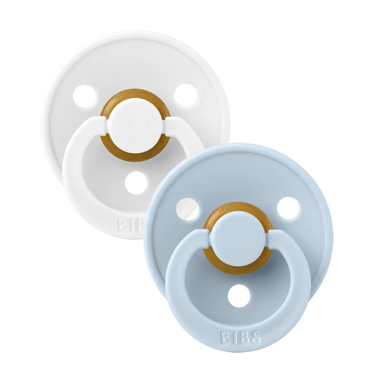 BIBS Original Colour Pacifier, 2 Pack - White/Baby Blue - Size 1 (0+ m) - 110349