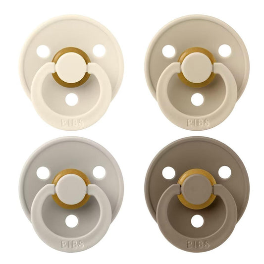 BIBS Original Colour Pacifier, 4 Pack - Ivory/Sand/Vanilla/Dark Oak - Size 2 (6-18 m) - 120460
