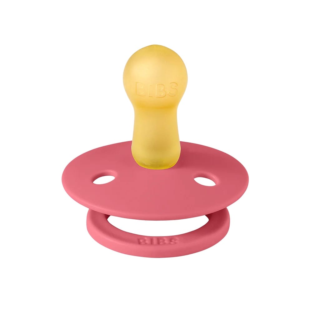 BIBS Studio Colour Pacifier, 2 Pack - Block Baby Pink/Coral Mix - Size 1 (0+ m)