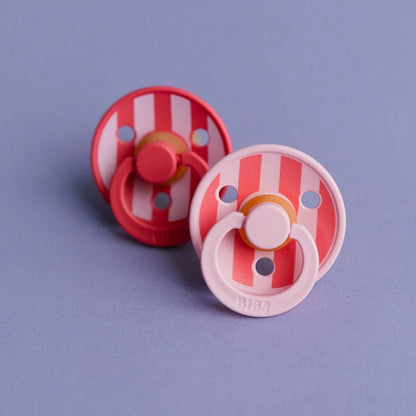 BIBS Studio Colour Pacifier, 2 Pack - Block Baby Pink/Coral Mix - Size 1 (0+ m)