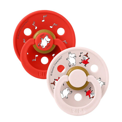 BIBS x Moomin Colour Pacifier, 2 Pack - Dancing/Candy Apple Mix - Size 2 (6+ m) - 12032101