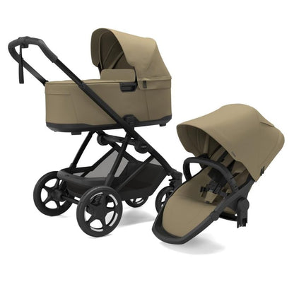 Thule beige stroller with bassinet and separate seat attachment