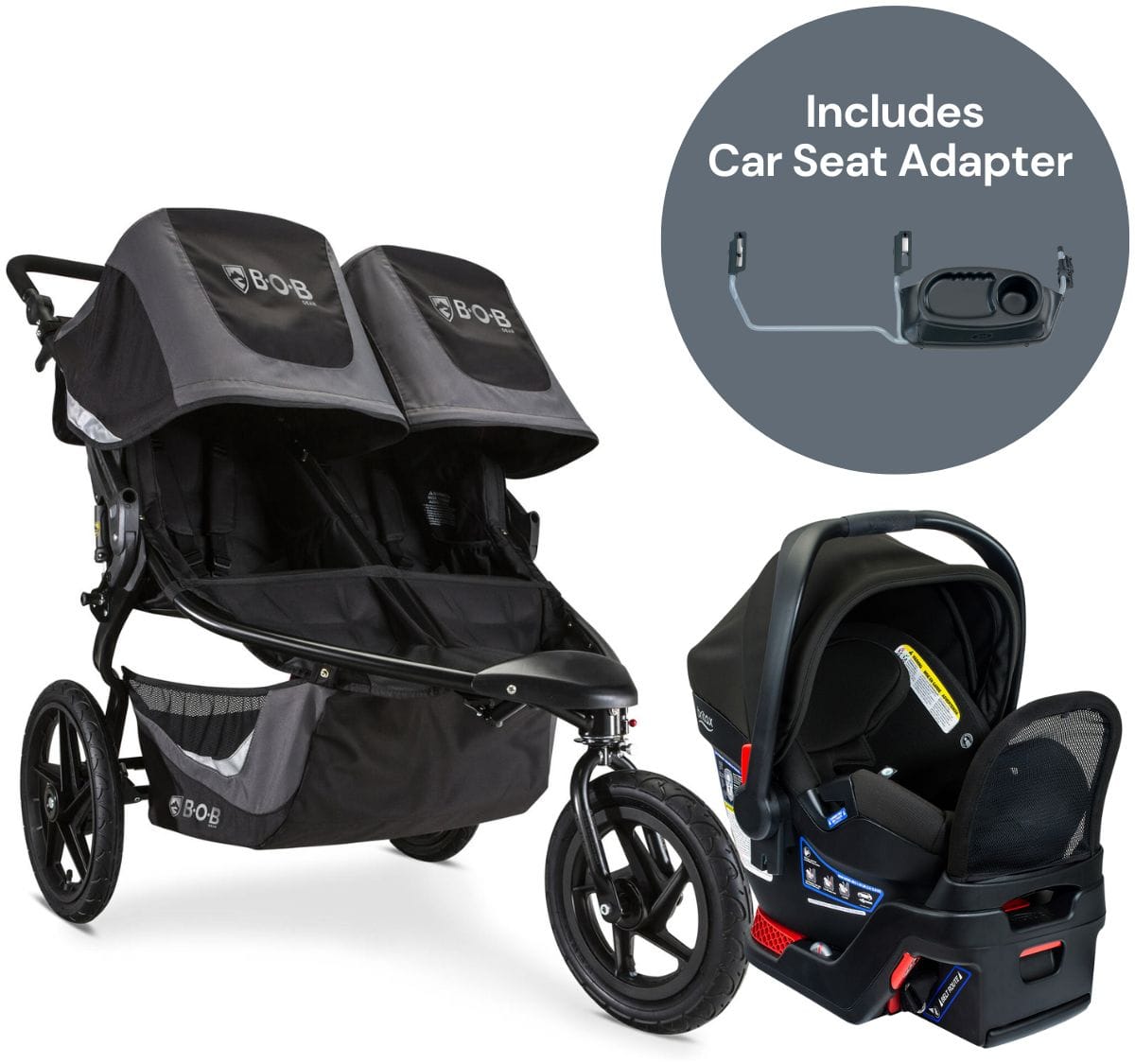 BOB 2020 Revolution Flex 3.0 Duallie + Britax B-Safe Gen2 FlexFit+ Travel System Bundle - Graphite Black / Jet - U231947-E1C767N
