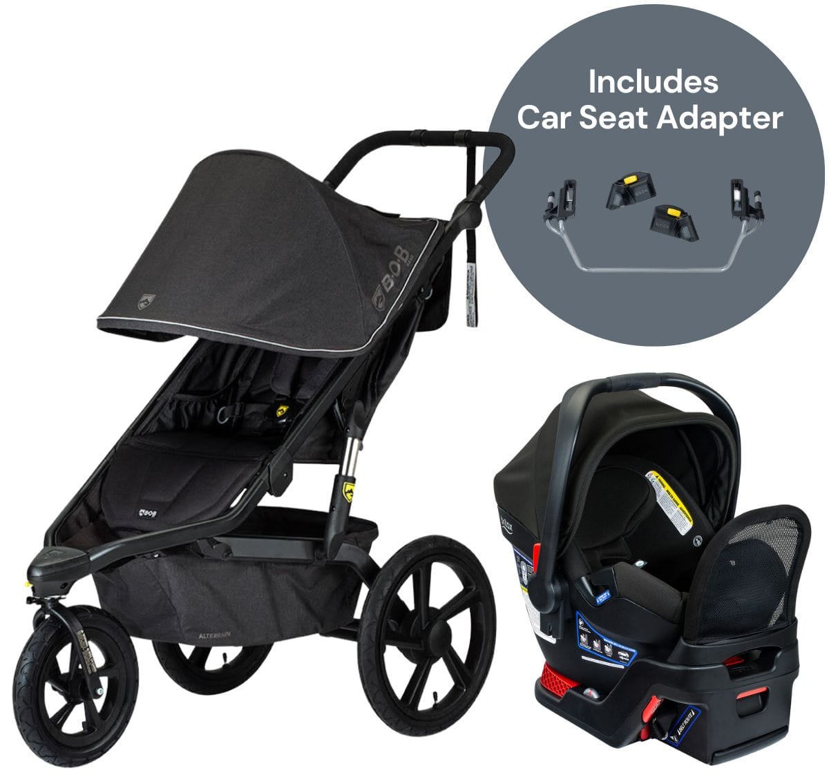 BOB Alterrain Jogging Stroller + Britax B-Safe Gen2 FlexFit+ Travel System Bundle - Melange Black / Jet - U921954-E1C767N