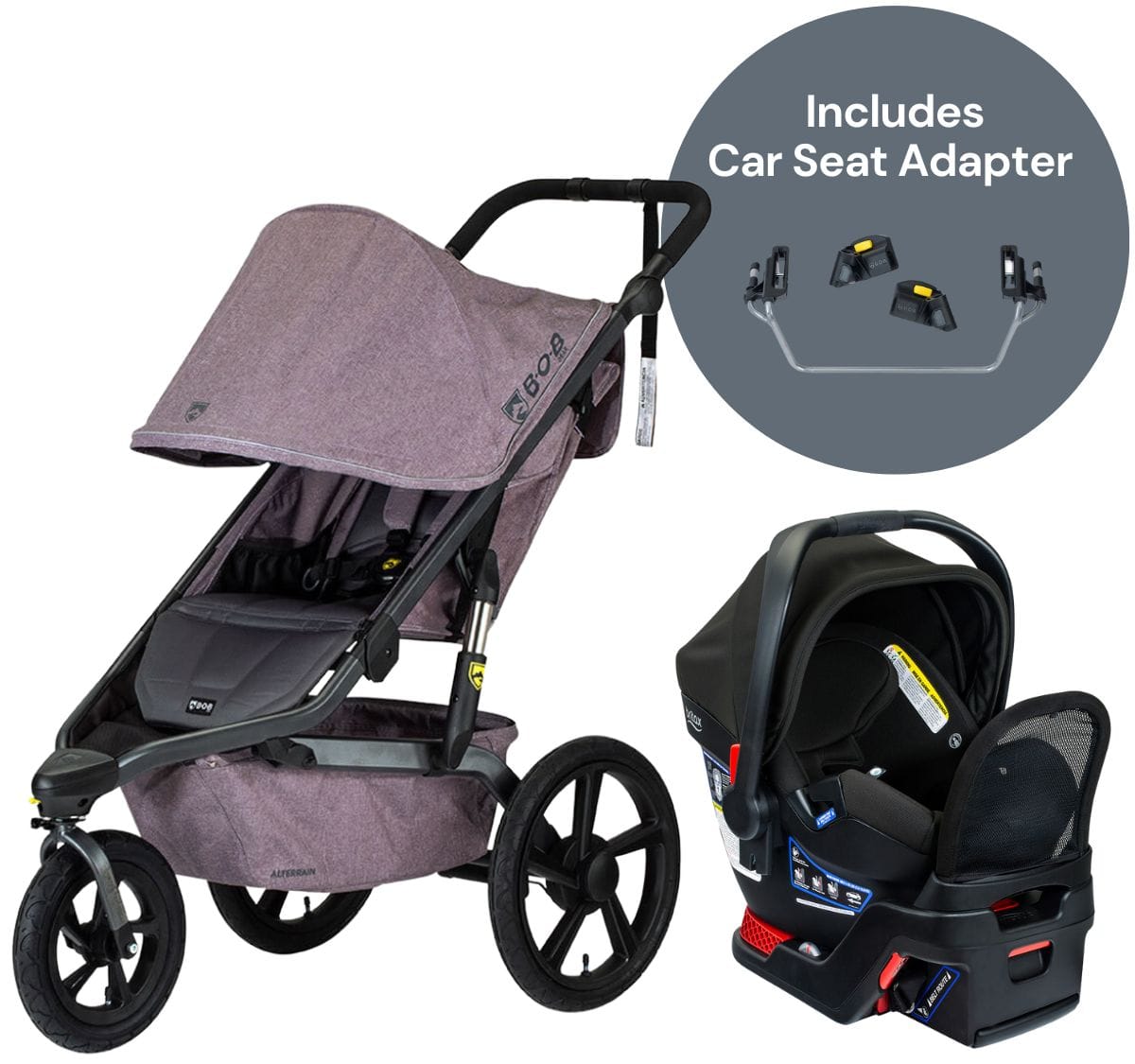 BOB Alterrain Jogging Stroller + Britax B-Safe Gen2 FlexFit+ Travel System Bundle - Melange Lilac / Jet - U921964-E1C767N