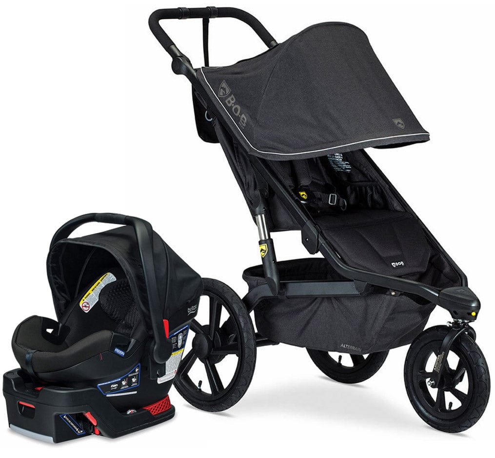 BOB Alterrain Jogging Stroller + Britax B-Safe Ultra Gen1 Infant Car Seat Travel System Bundle - Melange Black/Midnight - U921954-MID-ICSA