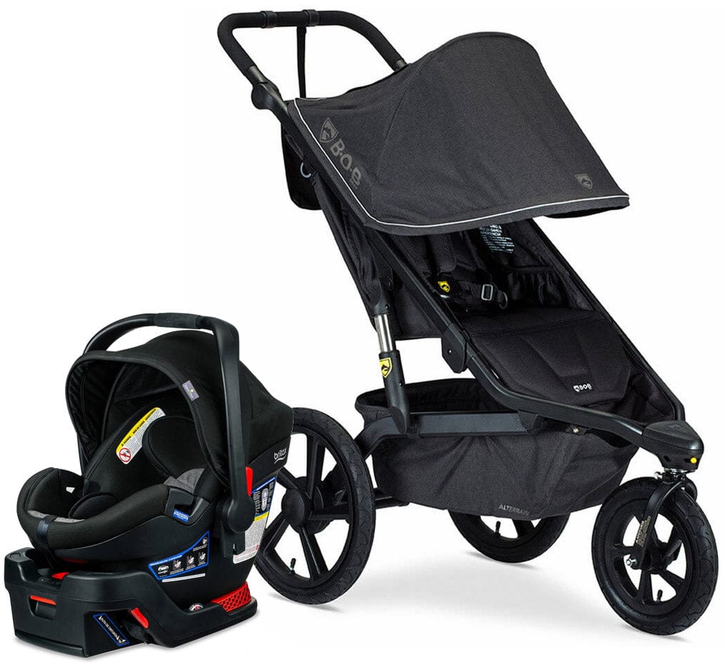 BOB Alterrain Jogging Stroller + Britax B-Safe Ultra Gen1 Infant Car Seat Travel System Bundle - Melange Black/StayClean Gray - U921954-SCG-ICSA