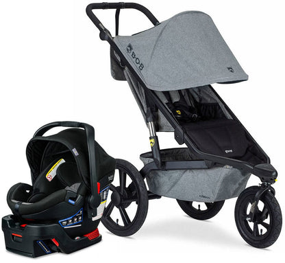 BOB Alterrain Jogging Stroller + Britax B-Safe Ultra Gen1 Infant Car Seat Travel System Bundle - Melange Gray/StayClean Gray - U921962-SCG-ICSA
