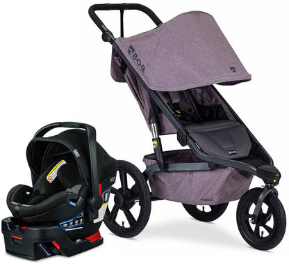 BOB Alterrain Jogging Stroller + Britax B-Safe Ultra Gen1 Infant Car Seat Travel System Bundle - Melange Lilac/StayClean Gray - U921964-SCG-ICSA