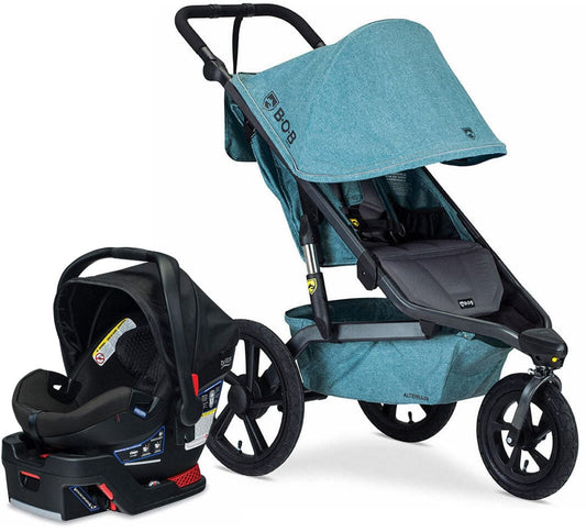 BOB Alterrain Jogging Stroller + Britax B-Safe Ultra Gen1 Infant Car Seat Travel System Bundle - Melange Teal/Midnight - U921963-MID-ICSA