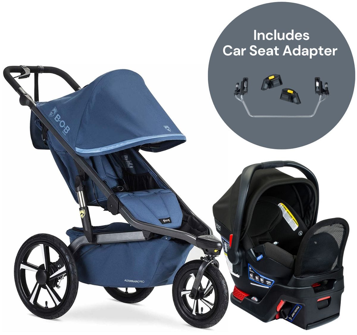 BOB Alterrain Pro Jogging Stroller + Britax B-Safe Gen2 FlexFit+ Travel System Bundle - Blue / Jet - U991955-E1C767N