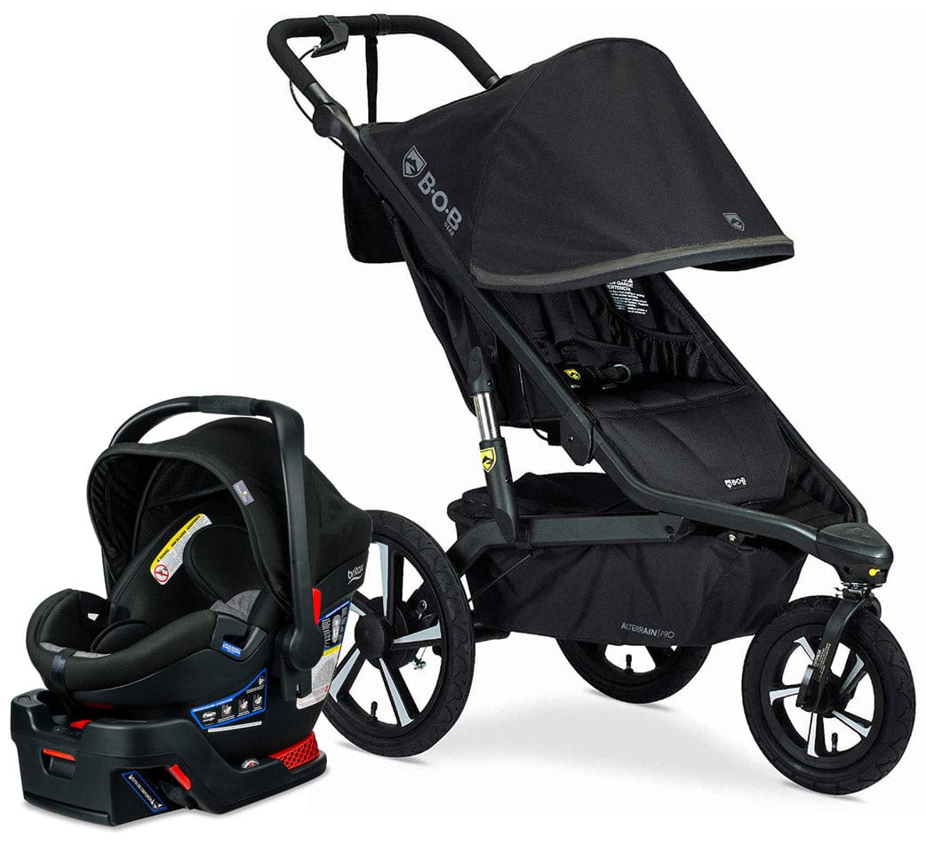 BOB Alterrain Pro Single Jogging Stroller + Britax B-Safe Ultra Gen1 Infant Car Seat Travel System Bundle - Black/StayClean Gray