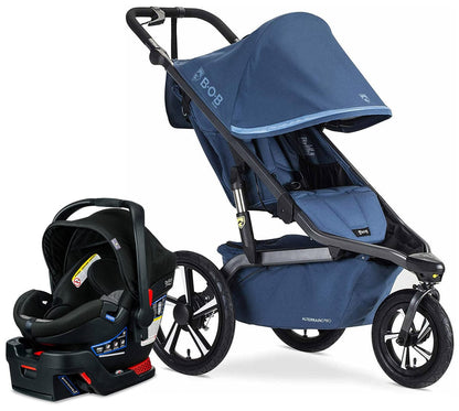 BOB Alterrain Pro Single Jogging Stroller + Britax B-Safe Ultra Gen1 Infant Car Seat Travel System Bundle - Blue/StayClean Gray