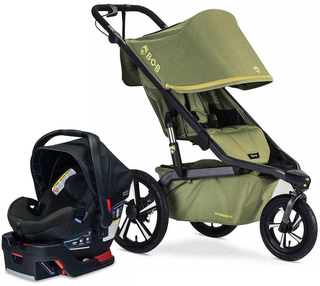 BOB Alterrain Pro Single Jogging Stroller + Britax B-Safe Ultra Gen1 Infant Car Seat Travel System Bundle - Olive/Midnight