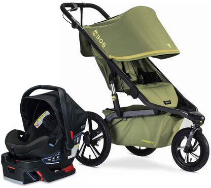 BOB Alterrain Pro Single Jogging Stroller + Britax B-Safe Ultra Gen1 Infant Car Seat Travel System Bundle - Olive/Midnight