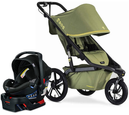 BOB Alterrain Pro Single Jogging Stroller + Britax B-Safe Ultra Gen1 Infant Car Seat Travel System Bundle - Olive/StayClean Gray