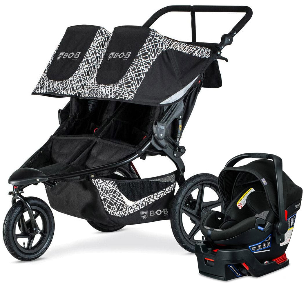 BOB Revolution Flex 3.0 Duallie Double Jogging Stroller + Britax B-Safe Ultra Gen1 Infant Car Seat Travel System Bundle - Lunar Black/StayClean Gray - U231950-SCG-ICSA