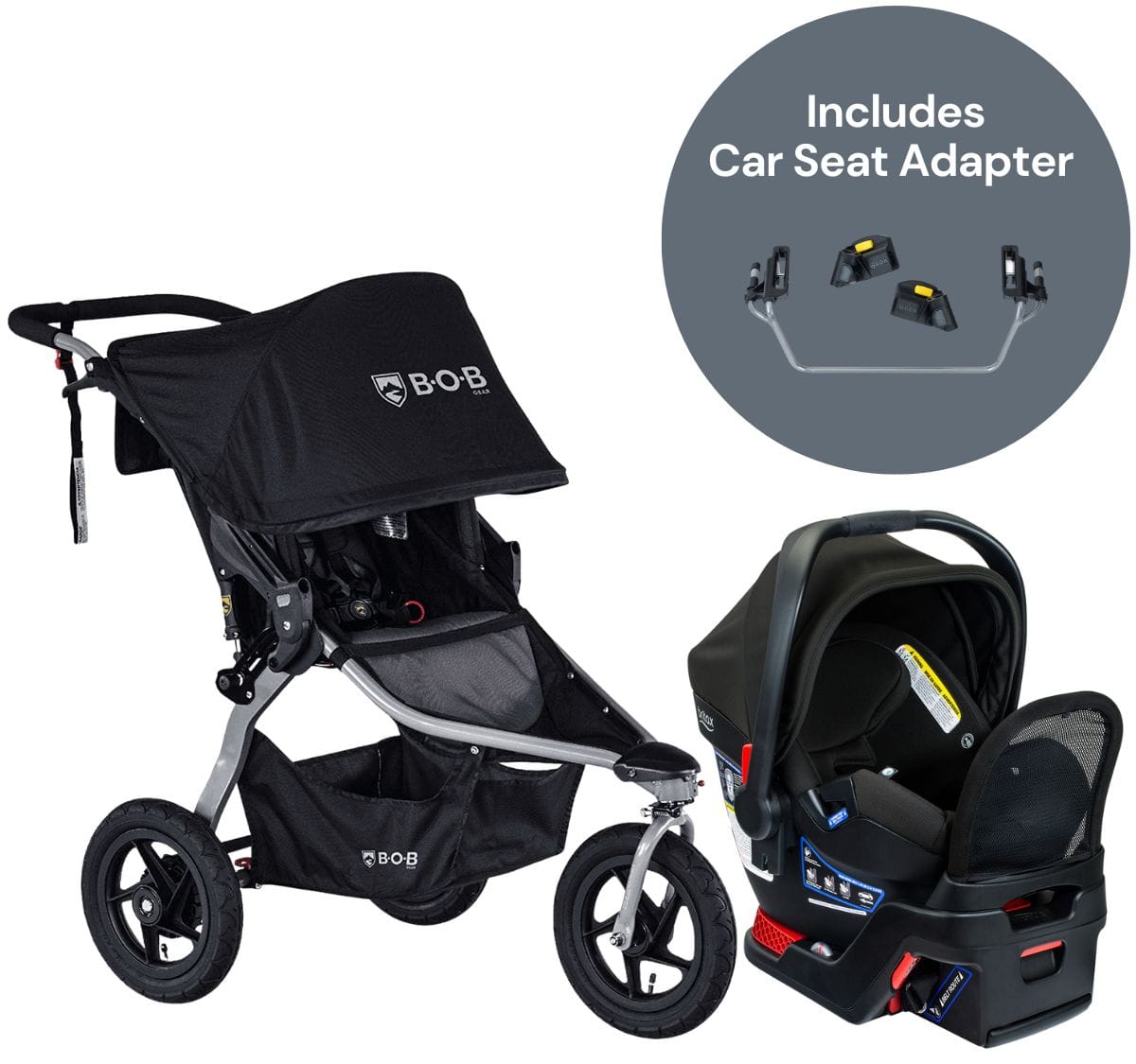 BOB Rambler Jogging Stroller + Britax B-Safe Gen2 FlexFit+ Travel System Bundle - Black / Jet - U181927-E1C767N