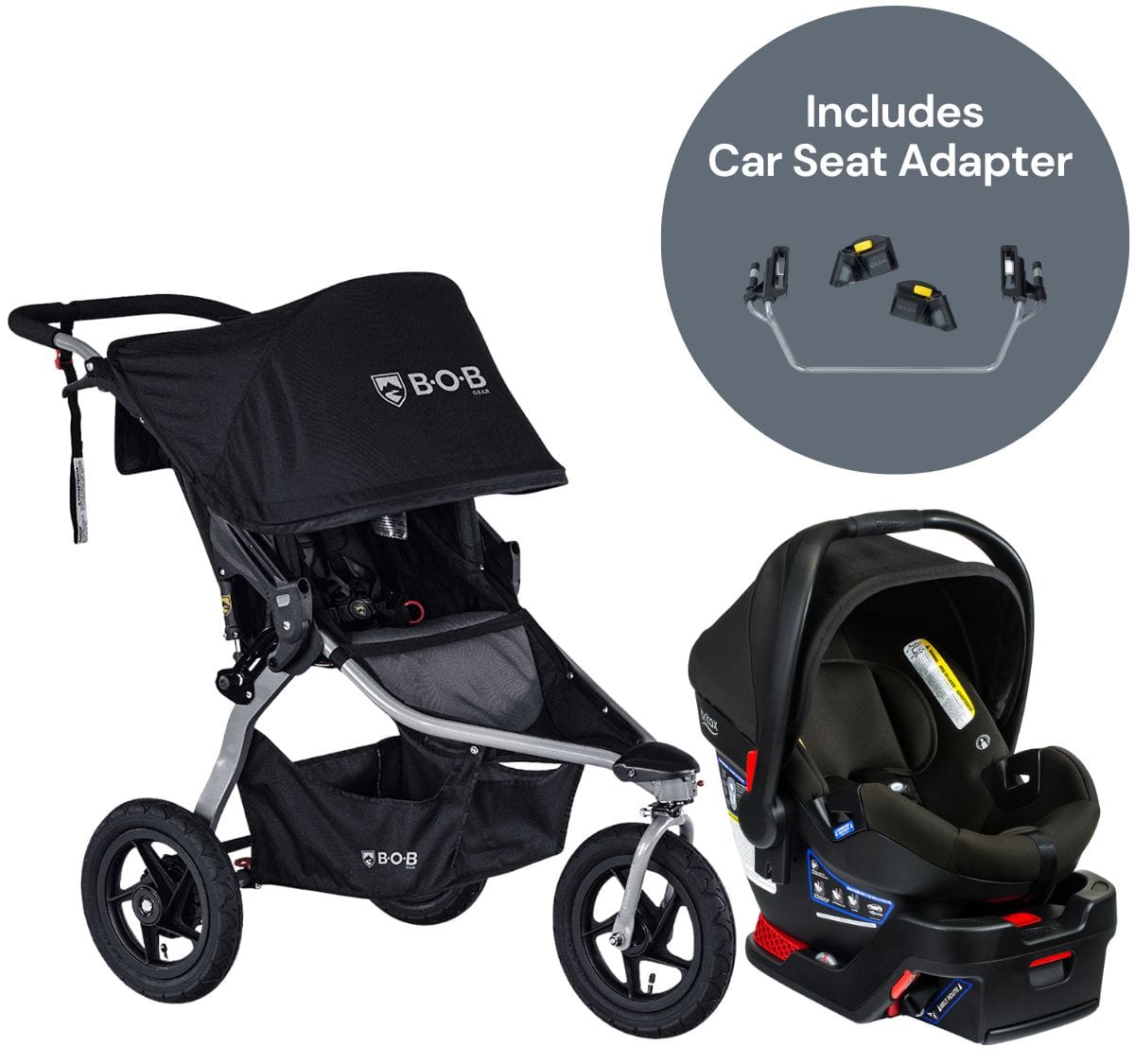BOB Rambler Jogging Stroller + Britax B-Safe Gen2 Travel System Bundle - Black / Eclipse Black - U181927-E1C732C