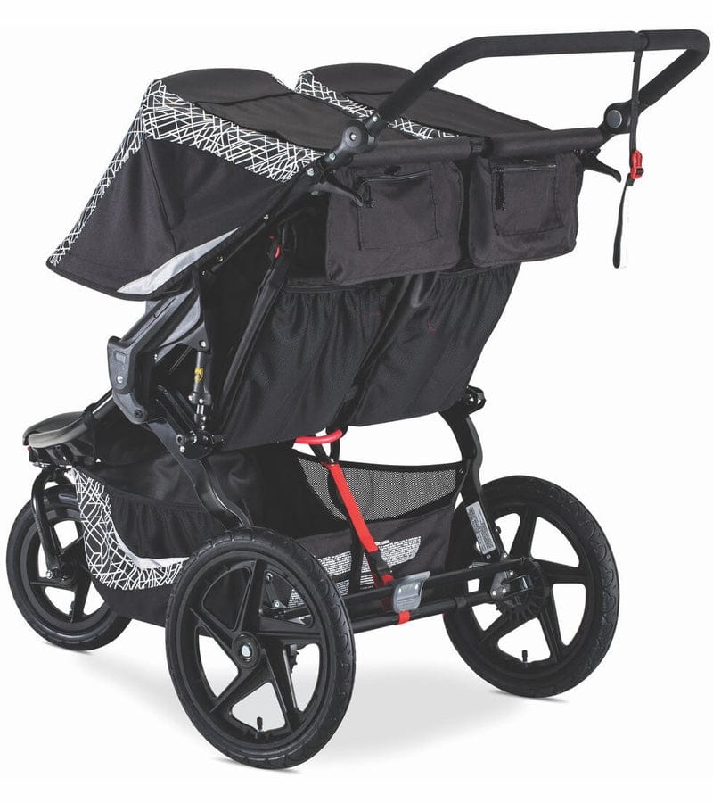 BOB Revolution Flex 3.0 Duallie Double Jogging Stroller + Britax Ultra Gen1 Infant Car Seat Travel System Bundle - Lunar Black/Midnight