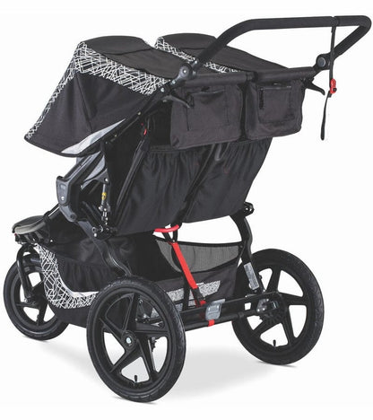 BOB Revolution Flex 3.0 Duallie Double Jogging Stroller + Britax Ultra Gen1 Infant Car Seat Travel System Bundle - Lunar Black/Midnight