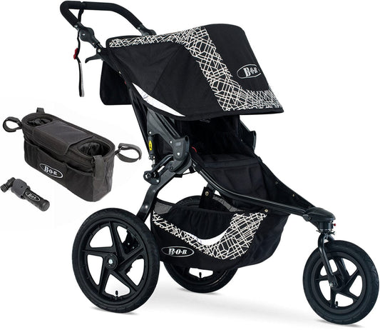 BOB Revolution Flex 3.0 Single Jogging Stroller Bundle - Lunar Black