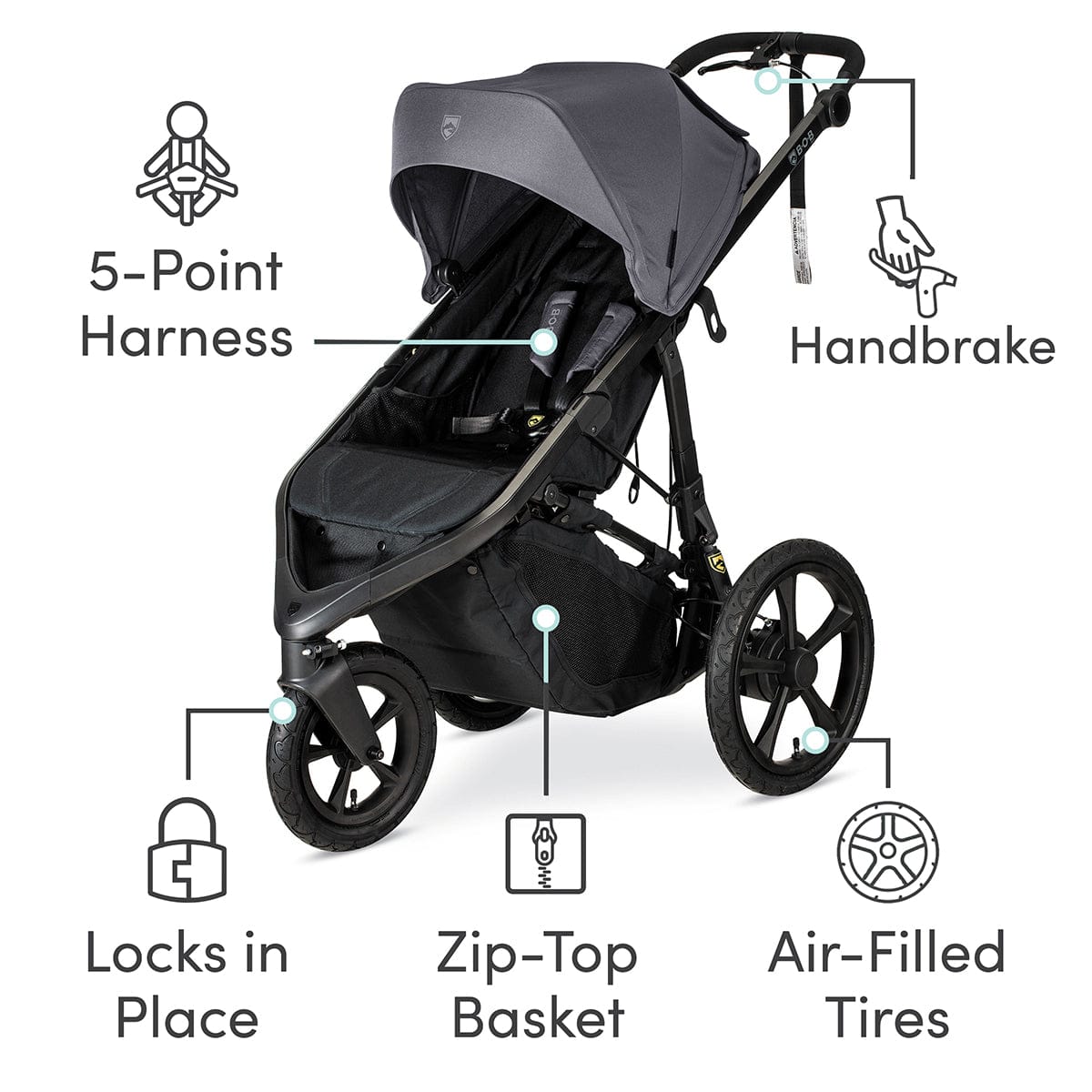 BOB Wayfinder Jogging Stroller - Storm - U012201
