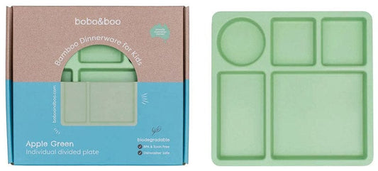 bobo&boo Bamboo Divided Plate - Apple Green - IDPAPPL