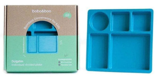 bobo&boo Bamboo Divided Plate - Dolphin Blue - IDPDOLP