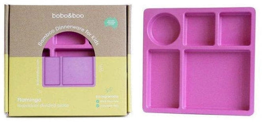 bobo&boo Bamboo Divided Plate - Flamingo Pink - IDPFLAM