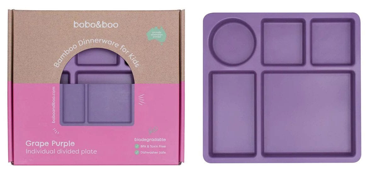 bobo&boo Bamboo Divided Plate - Grape Purple - IDPGRAP