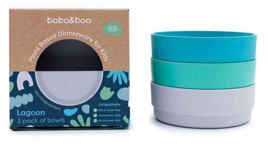 bobo&boo Plant-based 3 Pack Of Bowls (20oz) - Lagoon - PLA3BOLA