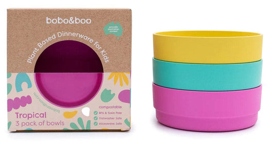 bobo&boo Plant-based 3 Pack Of Bowls (20oz) - Tropical - PLA3BOTR