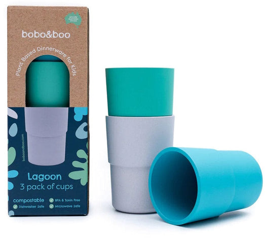 bobo&boo Plant-based 3 Pack Of Cups (10oz) - Lagoon - PLA3CUPLA