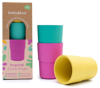 bobo&boo Plant-based 3 Pack Of Cups (10oz) - Tropical - PLA3CUPTR