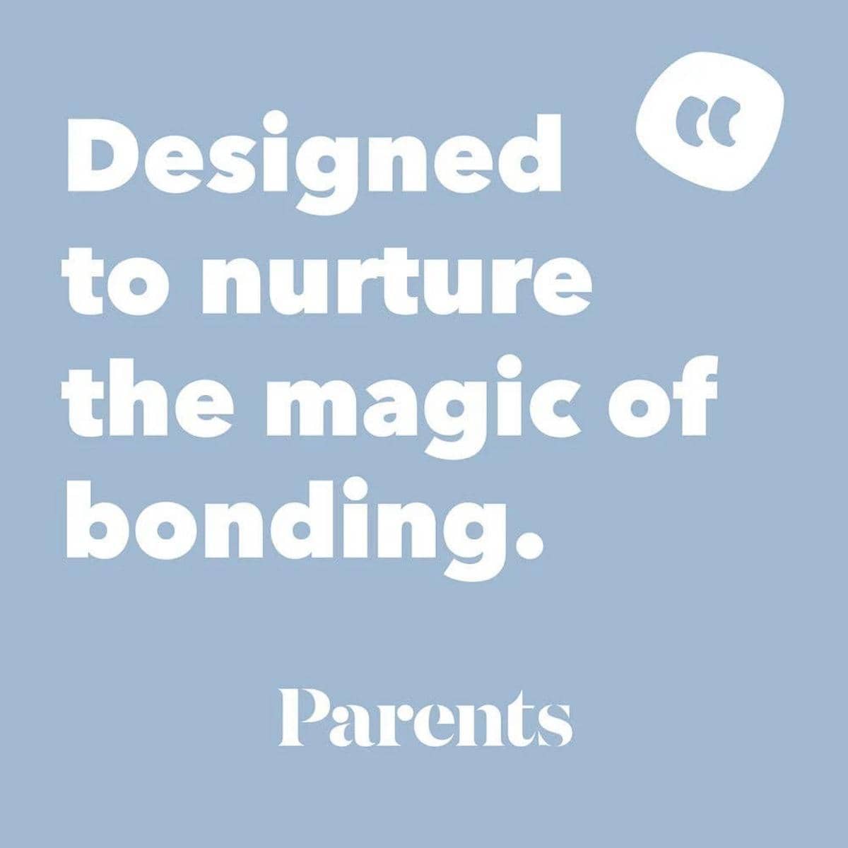 Bonsie Skin to Skin Babywear quote graphic reading Designed to nurture the magic of bonding by Parents magazine