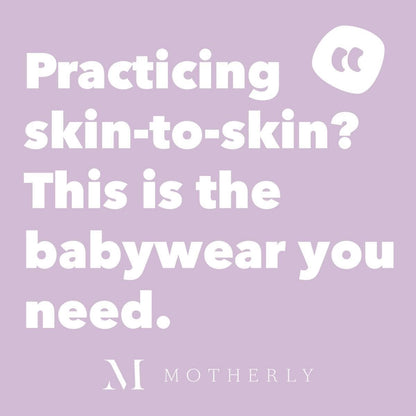 Text graphic by Bonsie Skin to Skin Babywear asking about skin to skin practice