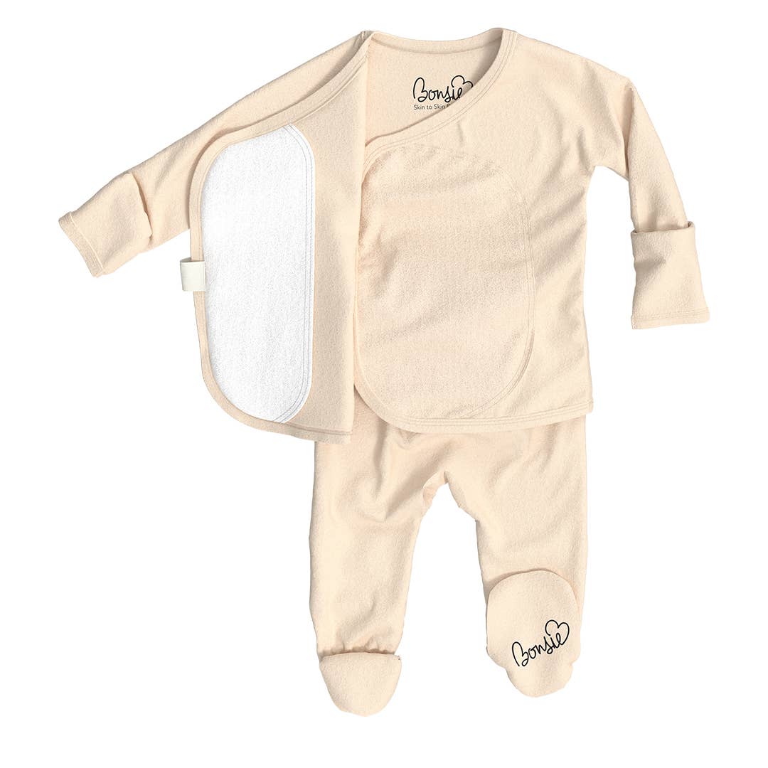 Bonsie Footie - Oat, Newborn