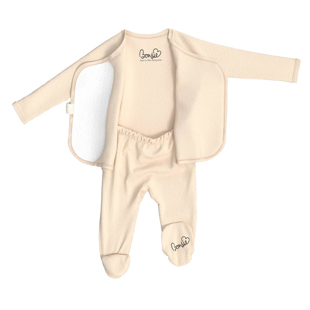 Bonsie Footie - Oat, Newborn