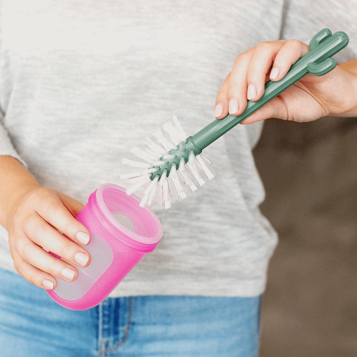 Boon CACTI Bottle Cleaning Brush Set - White - B11326